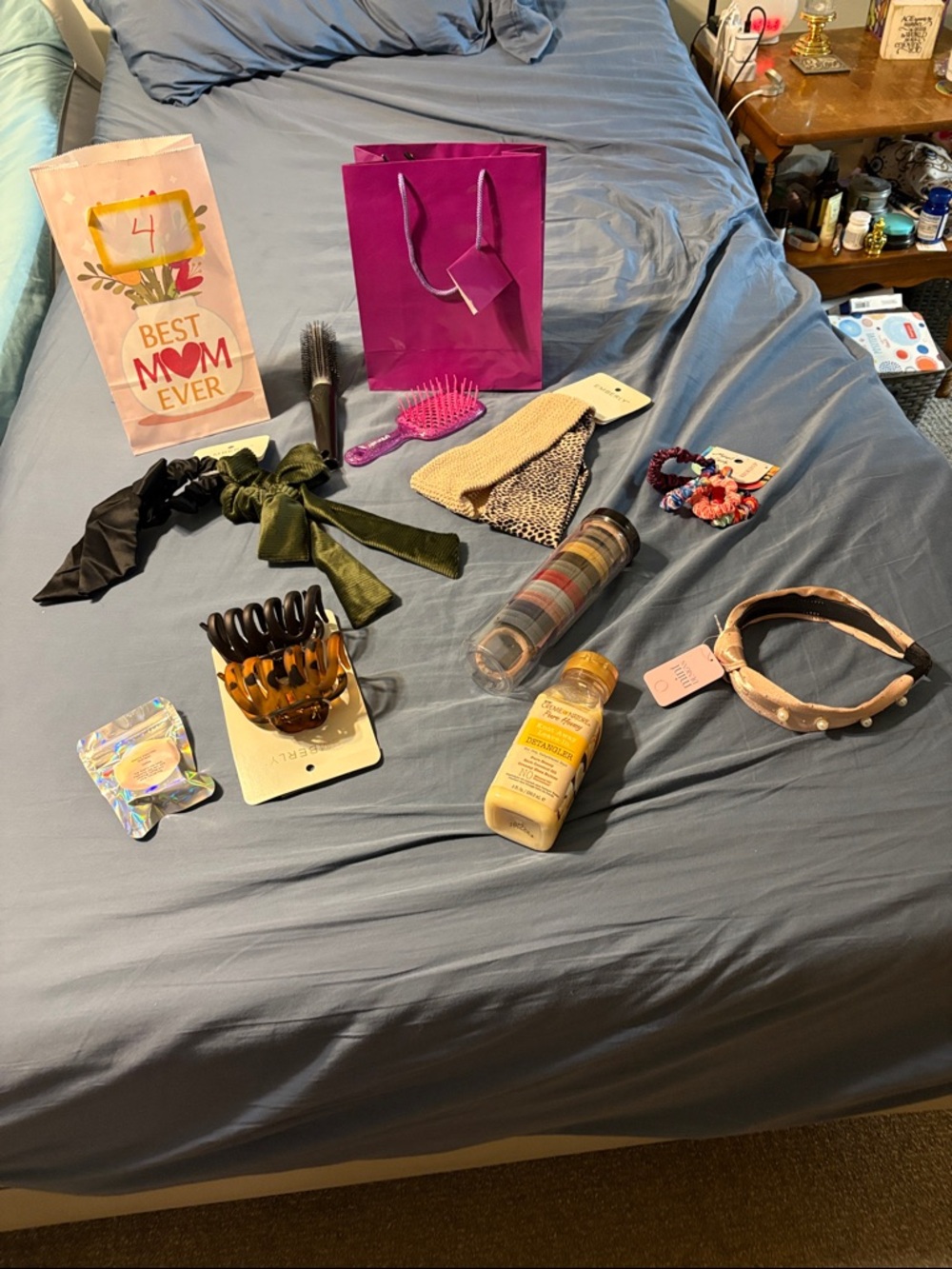 Bag #4 Mom’s hair care bundle:shampoo, detangler, bows, headband, ties, brushes